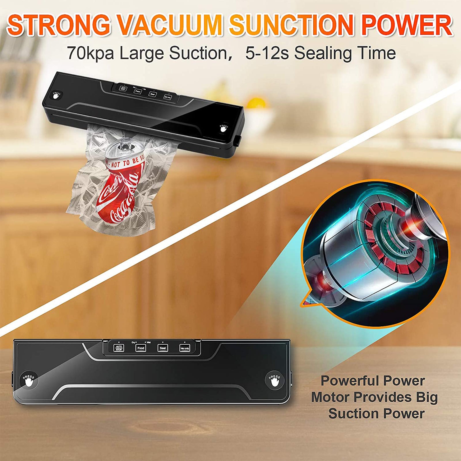 Vacuum Sealer Machine, Food Vacuum Sealer With Powerful Suction