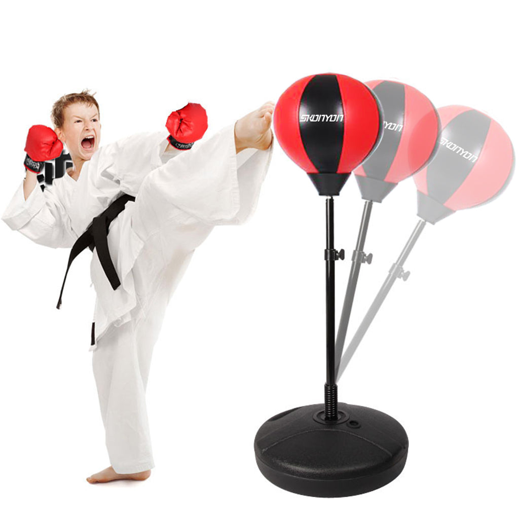 Kids Punching Bag Toy Set Adjustable Stand Boxing Glove Speed Ball w/ Pump  New