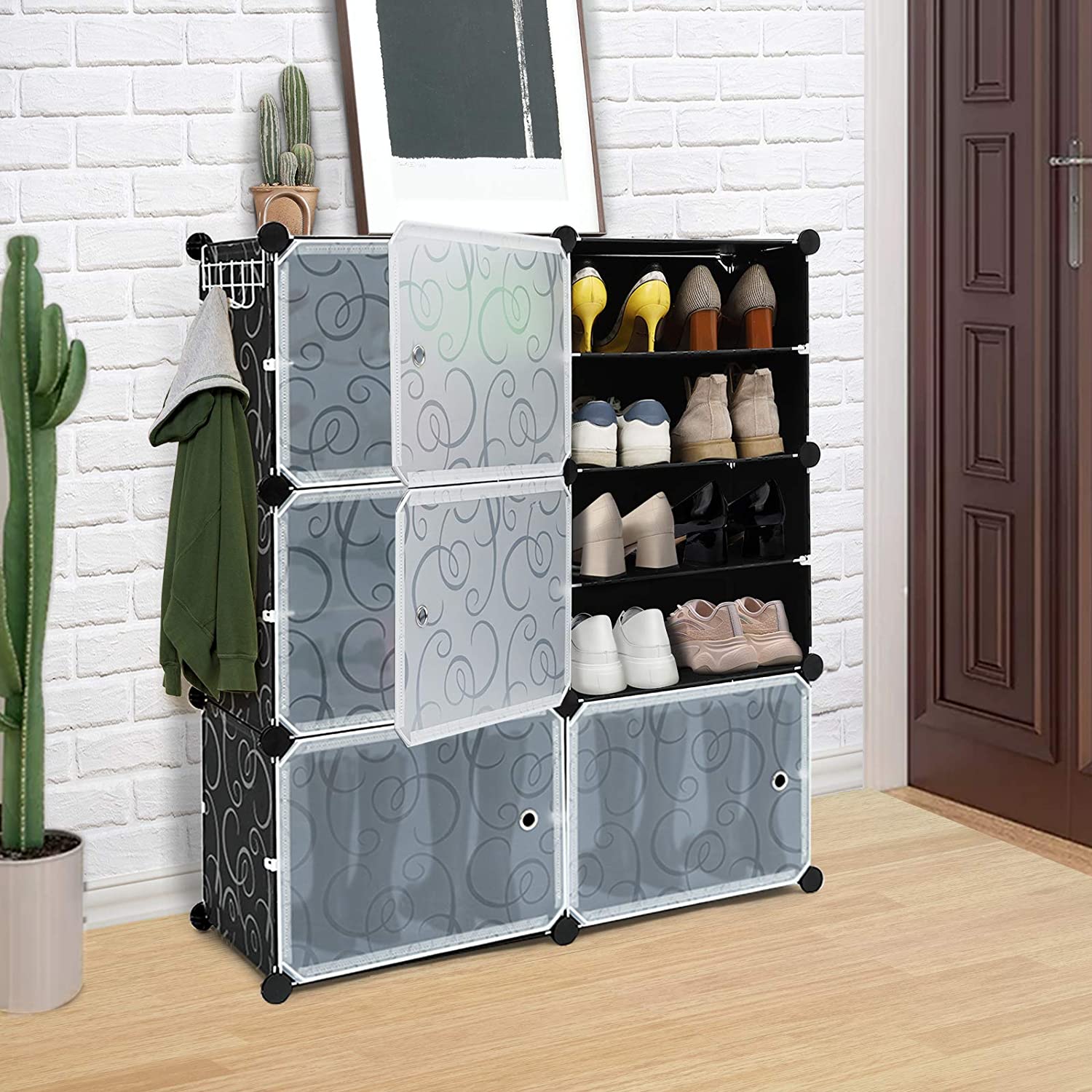 Shoe Cabinet for Entryway, 6-Tier Shoe Rack with Doors & 23