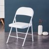 SKONYON Premium Vinyl Padded Metal Folding Chair (4 Pack), White