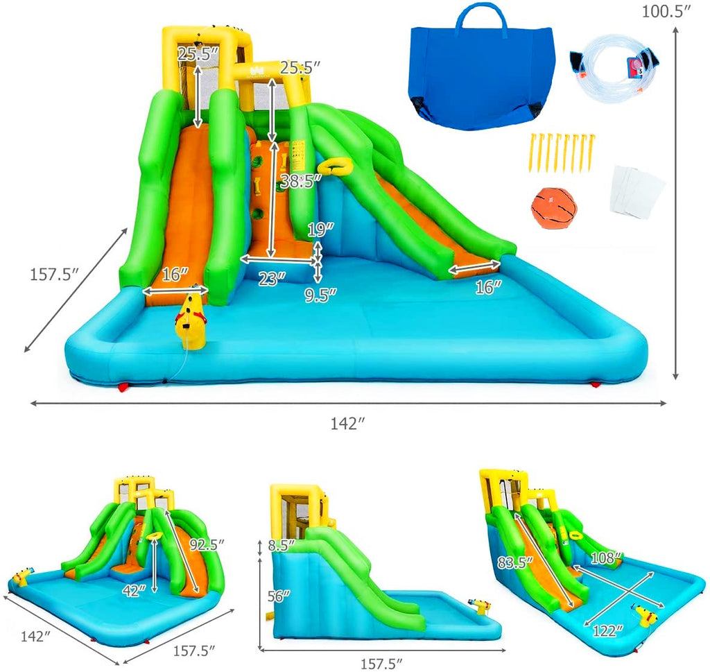 Deluxe Multi-Colored Inflatable Water Park with Slides, Water Blaster ...