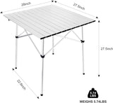 Portable Roll Up Gray Aluminum Folding Camping Table with Carrying Bag