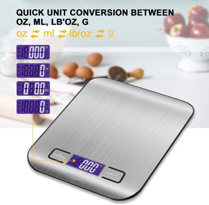 Ultra Slim Kitchen Scale Digital Food Weight Scale for Baking Cooking in Grams  and Ounces Tare & Backlit LCD Display 5kg
