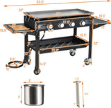 4-Burner Propane Gas Grill in Black with Griddle Top