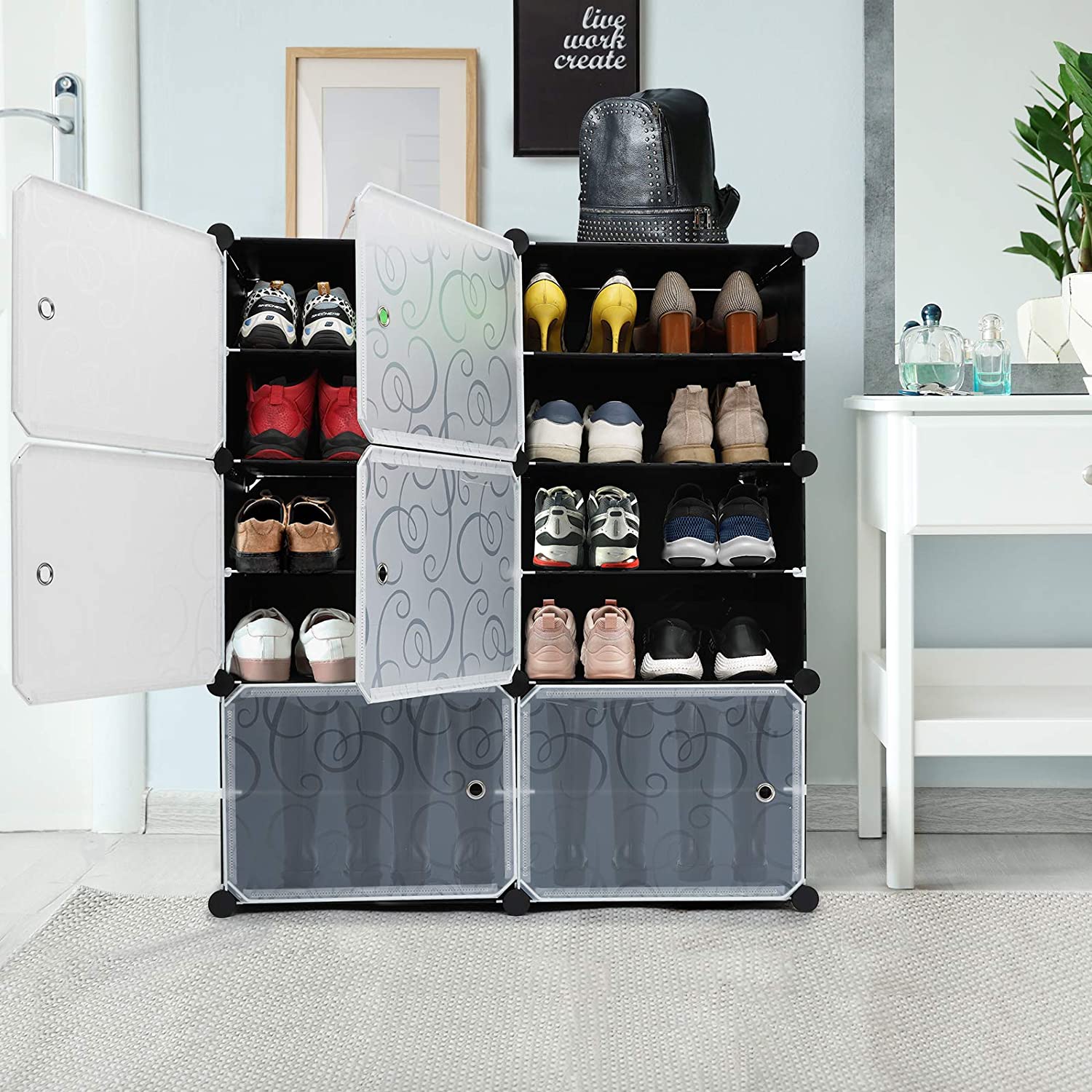 24 Pair Shoe Shelves Organizer for Closet Hallway Bedroom Shoe Storage  Cabinet