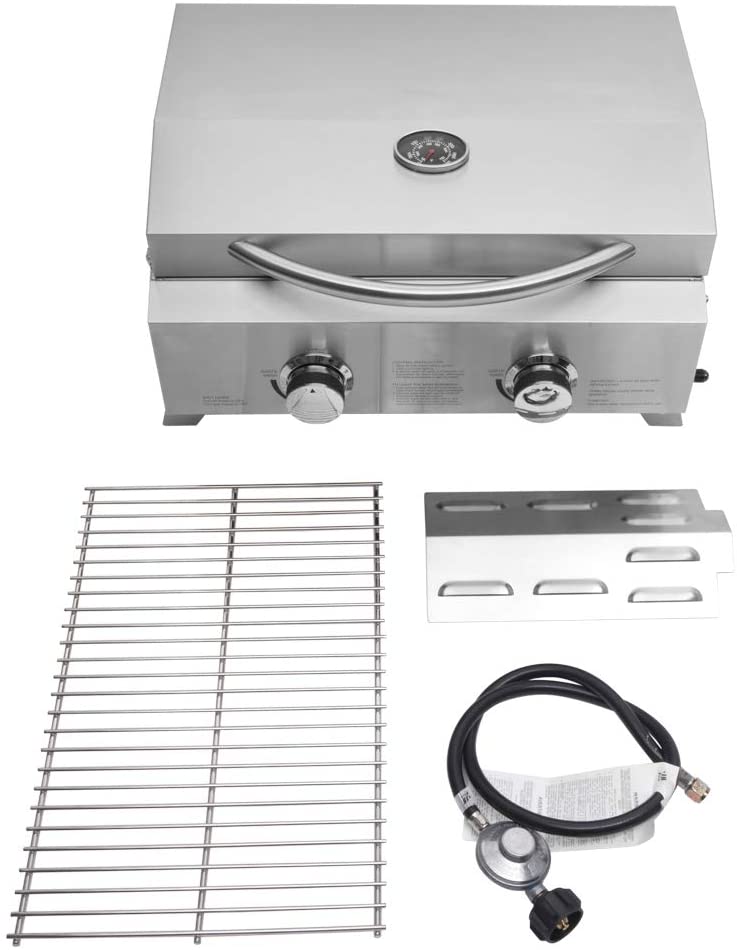 2-Burner Portable Tabletop Propane Gas Grill in Stainless Steel – Skonyon
