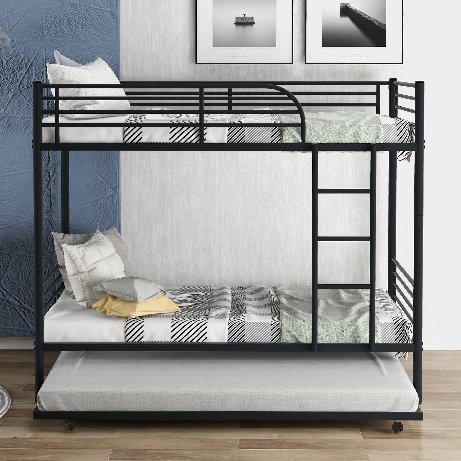 Black bunk best sale bed with trundle