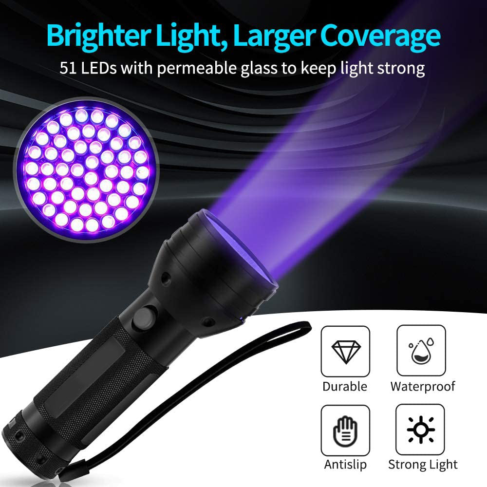 UV Flashlight 51 LED 395 Nm Ultraviolet Blacklight Urine – Skonyon